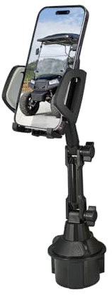 WLOOD Upgraded Version Golf cart Cup Phone Holder, Universal Adjustable Long Neck Golf Car Phone Mount Cradle Friendly Compatible with iPhone Google and All 4.0-7.0 inches Smartphones