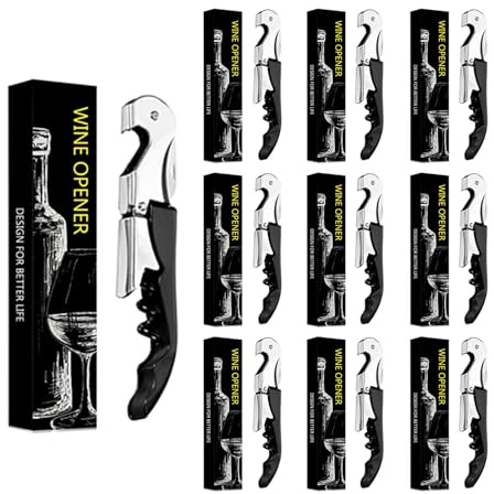 Abridor de botellas con cuchillo de camarero, abridor de botellas de vino tinto,profesional de abridor de botellas de acero inoxidable, 3 en 1 Corte de papel de cerveza (5, Negro)