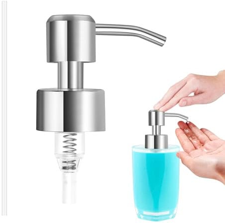 1 Piece Pompe Savon, Pompe de Rechange pour Distributeur de Savon Liquide, Tête de Pompe avec Tuyau, Embout de Rechange, INOX à Finition Brossée, pour Maisons, Hôtels, Cuisines, Salles De Bain