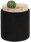 Bonlife Round Ottoman Coffee Table with Storage,Boucle Vanity Stool Chair for Makeup,Upholstered Footstool for Living Room,Bedroom,Black,34x34x38cm