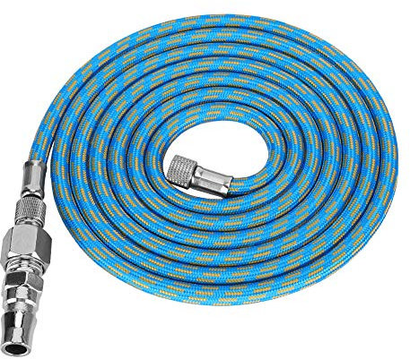 Nylon Braided Airbrush Air Hose Kit, 1/8in‑1/4in Airbrush Adapter Fitting, Randomly Bent, Easy Movement, Assembled with Spray Gun, Connected to Air Compressor