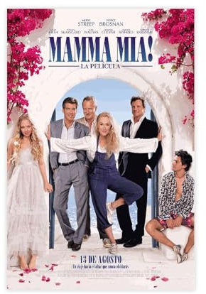 AMATWI Filmkunst-Poster Mamma Mia auf Leinwand, Schlafzimmer, Dekoration, Sportlandschaft, Büro, Raumdekoration, Geschenk, ungerahmt, 30 x 45 cm