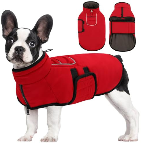 AOFITEE Kleiner Hundemantel, Warme Hundewinterjacke für Extra Kleine Hunde, Reflektierende Rollkragen-Hundeweste mit Integriertem Geschirr,wasserdichte Hundeschneejacke für Chihuahua, Yorkshire
