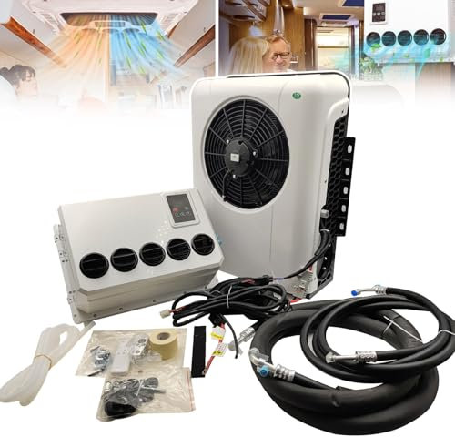 JMbpkduHs Aire Acondicionado Eléctrico para Vehículos Recreativos De 12 V/24 V - Unidad De Aire Acondicionado Dividido para Automóviles - Volumen De Aire Circulante: 600 M³/H,12v