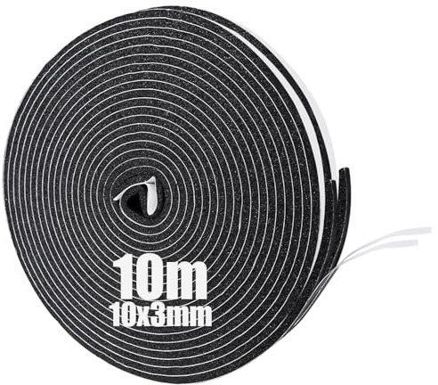 Dichtungsband Selbstklebend, Schaumstoff Dichtungsband 10mm(B) x3mm(D), Moosgummi selbstklebend für Tür Fenster, türdichtung, wetterfest, Anti-Kollision, Schalldämmung, Gesamtlänge 10 m