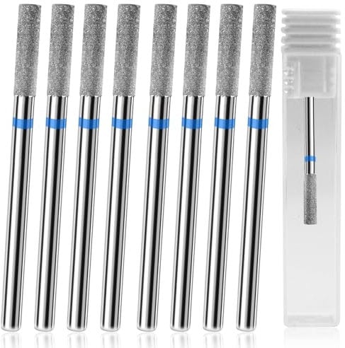 8Pcs Cuticle Clean Drill Bit Set, Diamond Columnar Cuticle Clean Nail Drill Bit Professional Cuticle Clean Nail Drill Bit Sets Remove Cuticle Dead Skin for Home DIY Nail Manicure Salon Supplies