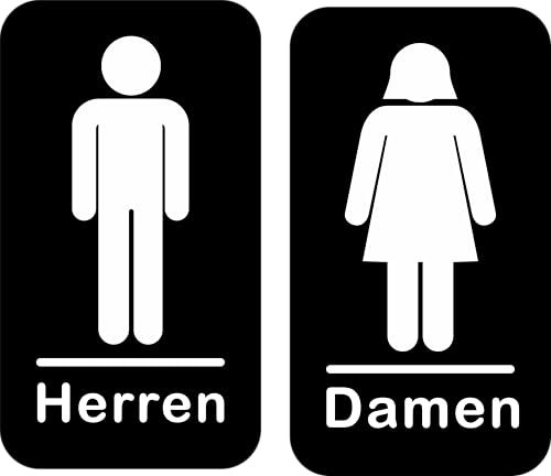 Toiletten Aufkleber Set WC Damen Herren – Ø 150x80 mm, selbstklebende Folie, witterungs- und UV-beständig für Innen und Außen