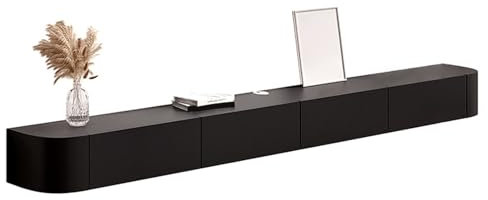 Soporte flotante para TV con armarios de almacenamiento y montaje en pared, centro de entretenimiento moderno para sala de estar y dormitorio, consola de TV de madera con puertas abatibles, color