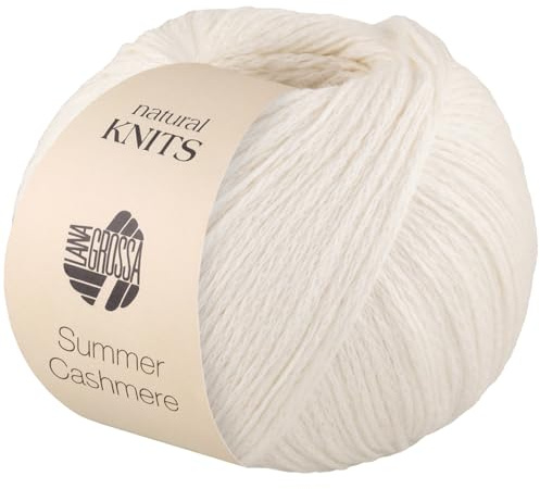 LANA GROSSA Summer Cashmere| Feines Kettengarn aus Baumwolle und Kaschmir | Handstrickgarn aus 90% Baumwolle & 10% Cashmere | 5g Wolle zum Stricken & Häkeln | 210m Garn FB 1