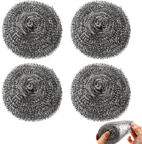 4 Pcs Kettle Descaler Balls,Stainless Steel Wool Scrubber,Metal Scourer,Pan Scourers,Cleaner Wire Pads Scouring,Limescale Remover Scrub Descaling,Portable,for Cleaning Kitchen Pot Dish