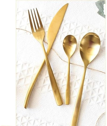 Silverware Flatware Cutlery Set, 4/16/24/32/40/48 Pieces Silver 304 Knife, Fork and Spoon Set Table Knife, Fork and Spoon Stainless Steel Tableware.Gold-48 Pieces for 12