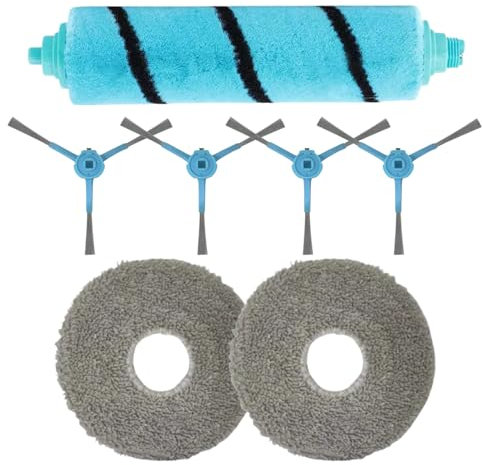 Roboparts® Recambio 1 Rodillo Jalisco, 4 cepillos Laterales y 2 mopas de fregado compatibles con Robot Aspirador Cecotec Conga 20090 ProAI InfinitySoap Cut&SPA