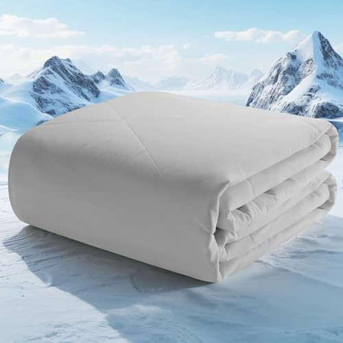 Autsel Kühldecke & Sommerdecke 150x200cm – Q-Max >0,4, selbstkühlend, leicht & atmungsaktiv, hautfreundlich, gegen Nachtschweiß & Hitzewallungen, waschbare Reisedecke für heiße Nächte, Grau