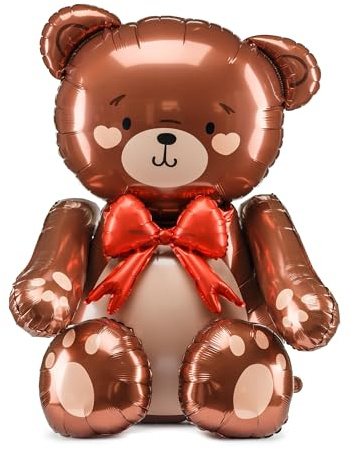PartyDeco - Folienballon, Bär, 59 x 88 cm, Braun