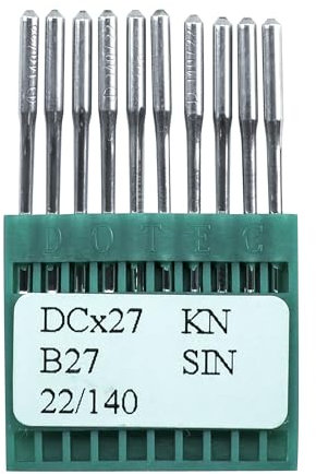 BLOOY DCX27 DOTEC Nadeln für industrielle Overlock-Nähmaschinen 81 x 1, B27, My 1023, UY191 (100 Stück) (Größe 22 (140))