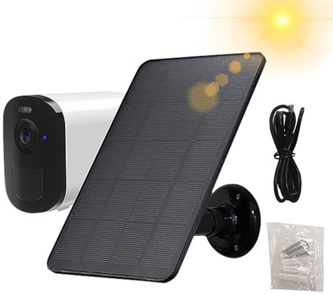 Camera Solar Panel - 3 W 5 V Waterproof Solar Powered Panels - 360° Mounting Bracket Multi-Purpose 1.2 m Cable, Fit Ring Cameras, Mobile Phones, Doorbells