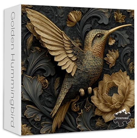 PICKFORU Hummingbird Puzzles for Adults 1000 Pieces, Retro Bird Flower Puzzle, Difficult Unique Animal Jigsaw Puzzles Wall Art