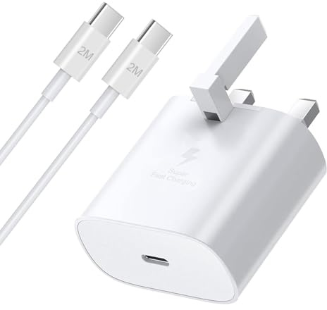 Samsung USB C Fast Charger Plug and Cable 2M,Type C Charging Plug and USBC to C lead for Samsung Galaxy S24 Ultra/S23/S22/S21 FE/S20/A16/A15/A14/A13/A12/A32/A33/A34/A35/A52S/A53/A54/A55/A05S/A20