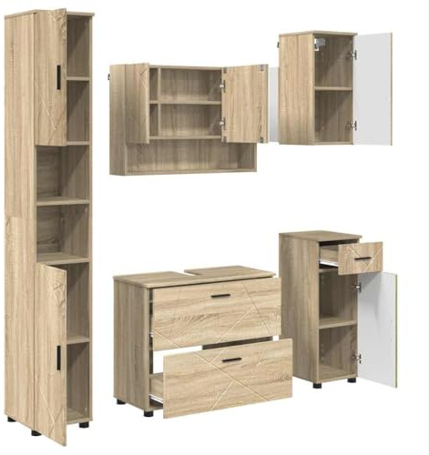vidaXL Bathroom Furniture Set 5 pcs Sonoma oak 30 x 35 x 192 cm,