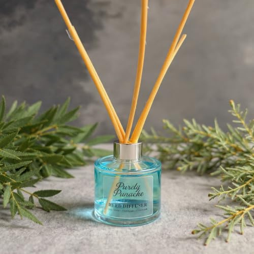 Purely Panache Luxury Reed Diffuser – Ocean Blue, 120ml (Pack of 1) | Long-Lasting Luxury Home Fragrance, Musk Aromatherapy Diffuser comes with 5 reed sticks