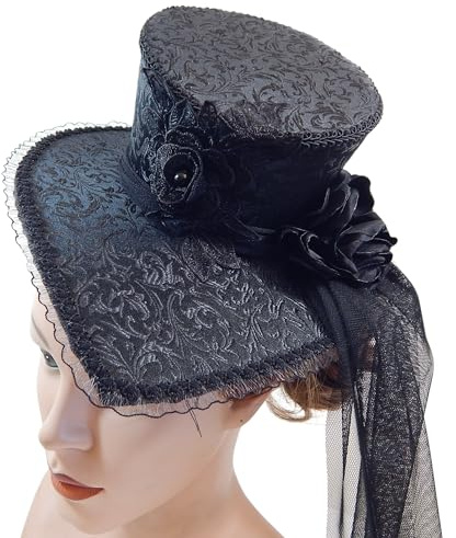 Generisch Extravaganter Damenhut in Schwarz mit Schleier | Burlesque Headpiece, Tropfen Hut Design, Auffälliger Haarschmuck, Fantasy Kostüm, Karneval geeignet