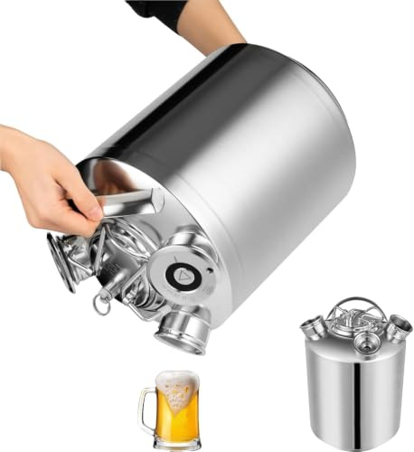 Wiefiche 10L Bier Reinigungsfass, 3-Kopf 304 Edelstahl Reinigungskeg Bierleitungsreinigungsgerät Reinigungsset inklusive Keg-Spießen A, S, G, Auslaufsicherer Bierzapfanlage & Bierleitungsreiniger
