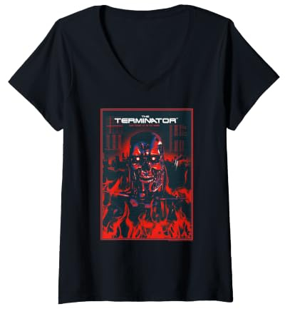 Damen Der Terminator T-800 Retro-Poster T-Shirt mit V-Ausschnitt