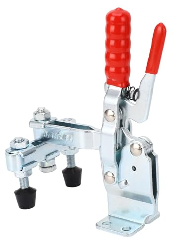 Serre - joint Vertical à Libération Rapide, Force de Serrage 227kg, Double Tête et Poignée - Construction Robuste en Acier, Réglable et Antidérapant, Idéal Bricolage et Industrie
