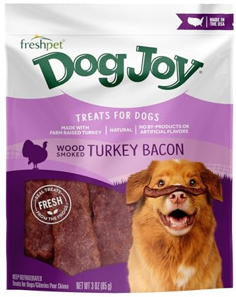 Freshpet Dog Joy Treats for Dogs, Wood Smoked Turkey Bacon, 3 Oz