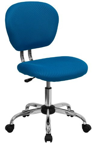 Flash Furniture Drehstuhl mit mittlerer Rückenlehne und verchromtem Fuß, Metall, Türkis, 58,42 x 55,88 x 25,4 cm