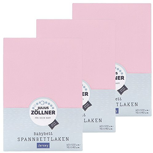 Julius Zöllner Spannbetttuch Jersey 70x140 / 60x120 Rosa 3er Pack