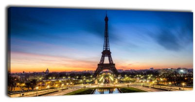 wandmotiv24 Leinwandbild Panorama Nr. 210 Eiffelturm 100x40cm, Keilrahmenbild, Bild auf Leinwand, Paris Frankreich Tour Eiffel