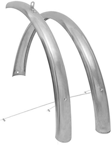 RMS Paar Kotflügel Touring 28 'Edelstahl 51 mm mit Stangen und Schellen 51 mm 28' Edelstahl Metal Fenders 'Touring' With ASSEMBLING Parts