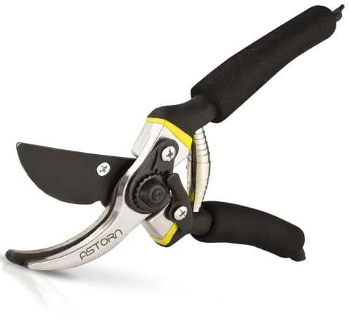 Astorn Sécateurs de jardin pour Couper Branches mortes et Roses | Sécateurs manuels avec Manche Ergonomique, Ressort absorbeur de Chocs et Blocage de sécurité | Set de sécateurs de Jardin