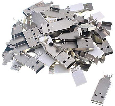 Oiyagai 20 Pezzi Connettore USB Tipo A Maschio per Saldatura con Guscio in Metallo per Fai-da-Te