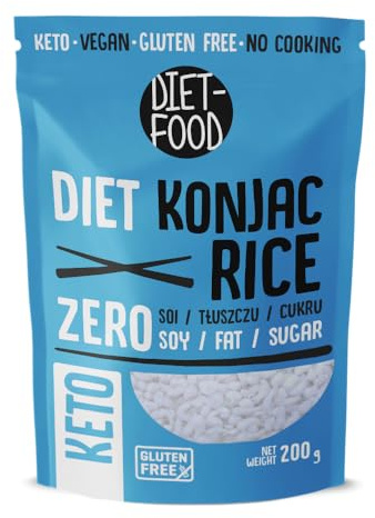 DIET-FOOD Shirataki Konjak Sofort Reis Wenig Kohlenhydrate Wenig Kalorien Vegane Lebensmittel Fettfrei Sojafrei Glutenfrei Keto Freundlich Abnehmen Nudeln Reis 200 Gramm