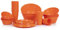 Mintra Set de vaisselle complet 38 Pièces Halloween Plastique Incassable Réutilisable Snacks Salades Desserts Boissons Assiettes Gobelets Bols Fête Micro-Ondes/Lave-Vaisselle - Orange