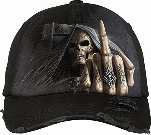 Spiral Gorras de béisbol envejecidas con Cierre de Metal, Negro, L para Hombre