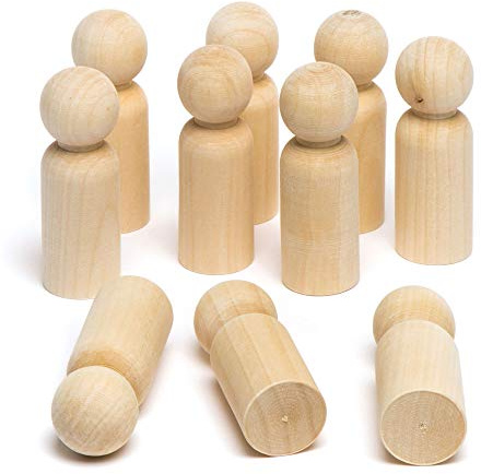 Baker Ross AR324 Wooden Figures Pack of 10, Plain People for Kids to Design, Decorate for Painting Arts and Crafts or to Create a Mini, 7 cm