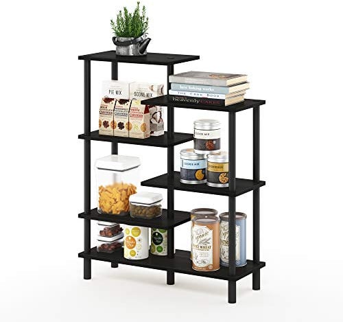 Furinno Turn-N-Tube 6-stufiges, werkzeugloses offenes Bücherregal, Espresso | Aufbewahrungsregale, runde Rohre, dekoratives Regal für Ordnung, Wohnzimmer, Garage und Homeoffice