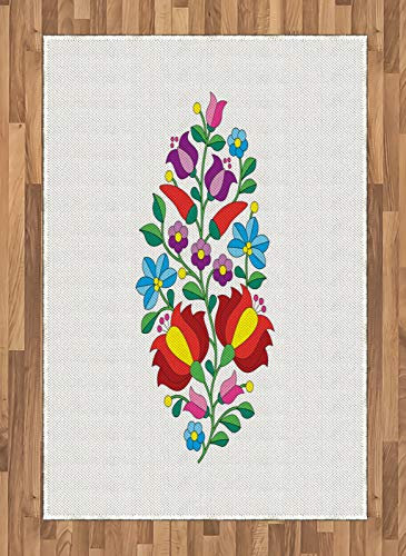 ABAKUHAUS Ungarn Teppich, Traditional Folk Kalocsa, Deko-Teppich Digitaldruck, Färben mit langfristigen Halt, 120 x 180 cm, Mehrfarben