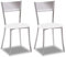 2 Sillas metálicas con respaldo de escalera y asiento tapizado - Estructura color aluminio - Asiento en Polipiel blanca