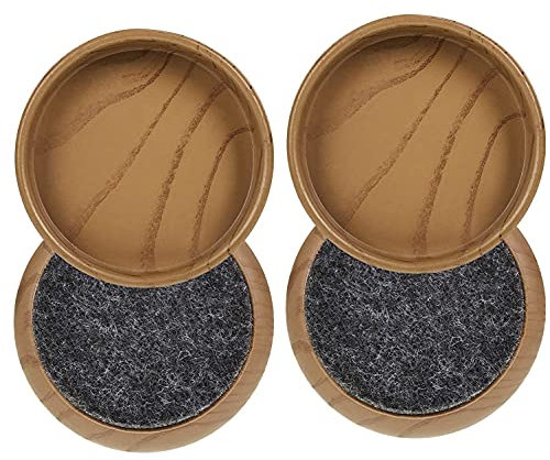 Felt Floor Cups/Castors - Protect Your Wood Laminate, Wooden, Tile & Lino Floors from Scratches (4 x Dark Wood Small 44 mm)