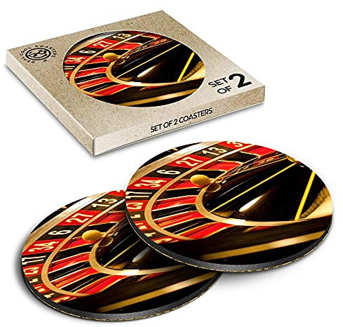 2 x Eco Boxed Cork Coasters - Roulette Wheel Casino Drink Cup Mug Glass Table Mat #3625