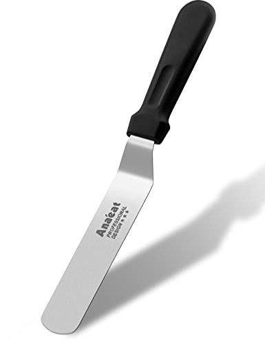Anaeat Spatule à glaçage professionnelle coudée avec lame en acier inoxydable de 15,2 cm – Couteau à glaçage épais avec poignée en plastique durable pour décoration de gâteaux, pâtisserie et