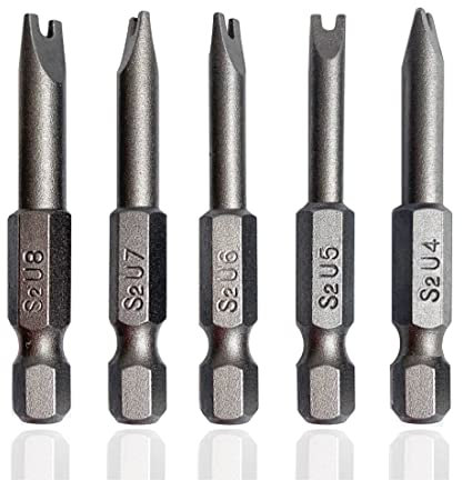 Spanner Screwdriver Bits 5in1 Set U4 U5 U6 U7 U8, SKZIRI 5PCS U-shaped Screwdriver Bit Magnetic Power Tools 1/4 Hex Shank 1/2inch Length