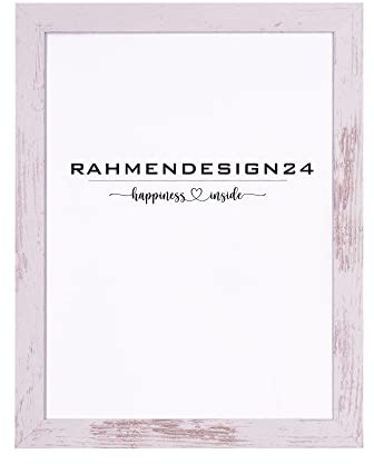 Rahmendesign24 Bilderrahmen Milano 50x70 (POSTERFORMAT) Weiß vintage Fotorahmen, Wechselrahmen, Posterrahmen, Puzzlerahmen