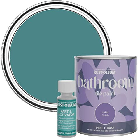 Rust-Oleum Green Water-Resistant Bathroom Tile Paint in Satin Finish - Peacock Suit 750ml