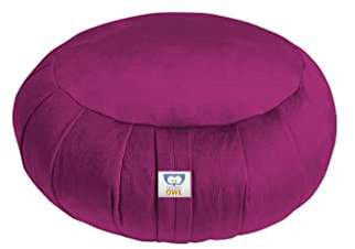 Sensory Owl Meditationskissen Yoga Kissen Zafu Samt Buchweizen Rund Karmin