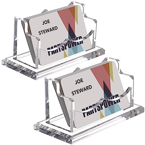 2 Packungen Visitenkartenhalter aus Acryl für den Schreibtisch, horizontal, transparent, Visitenkartenständer, Schreibtischzubehör, Visitenkarten-Organizer (horizontal, 1 Steckplatz)